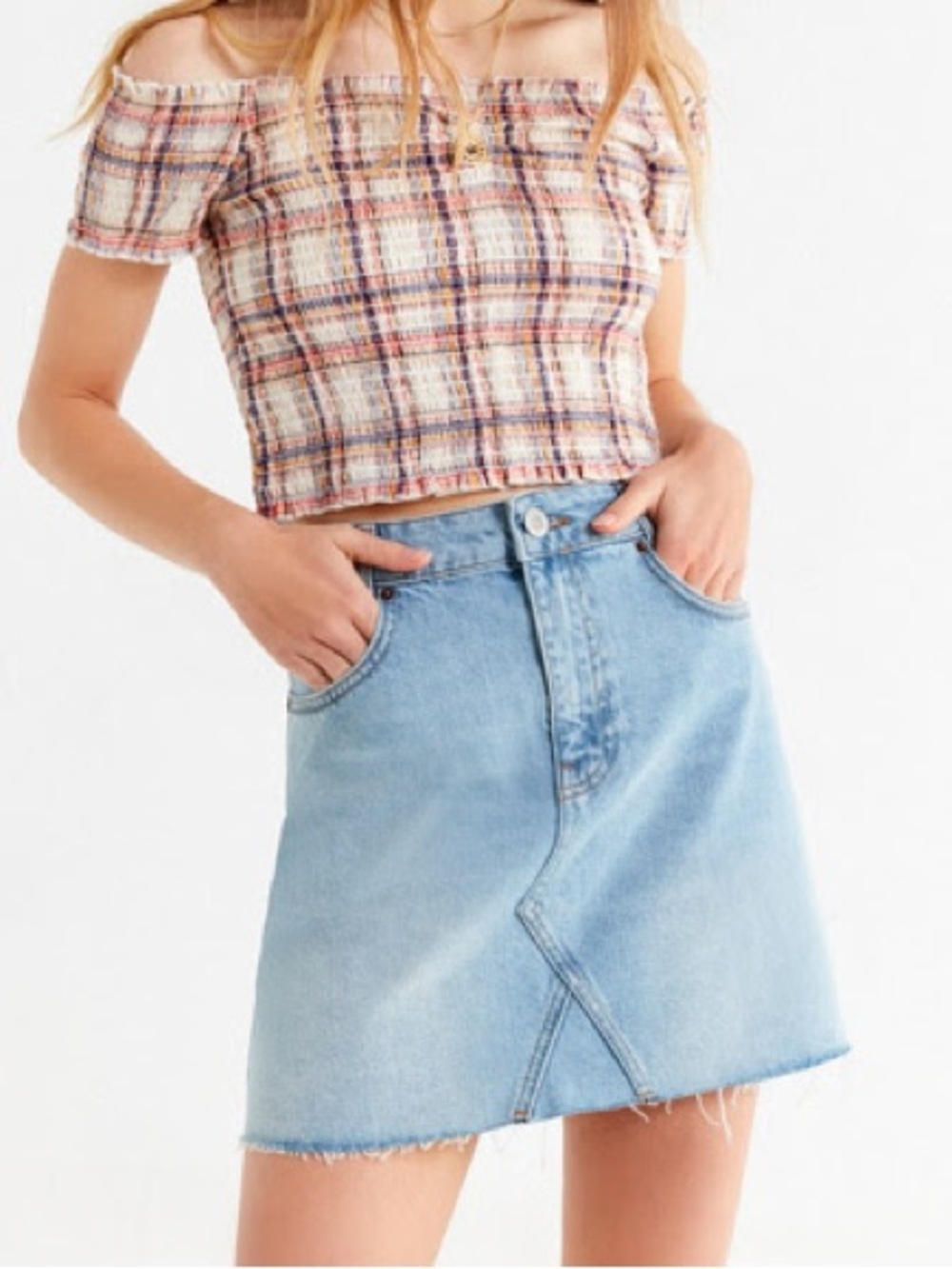 BDG Light Blue Denim Mini Skirt
